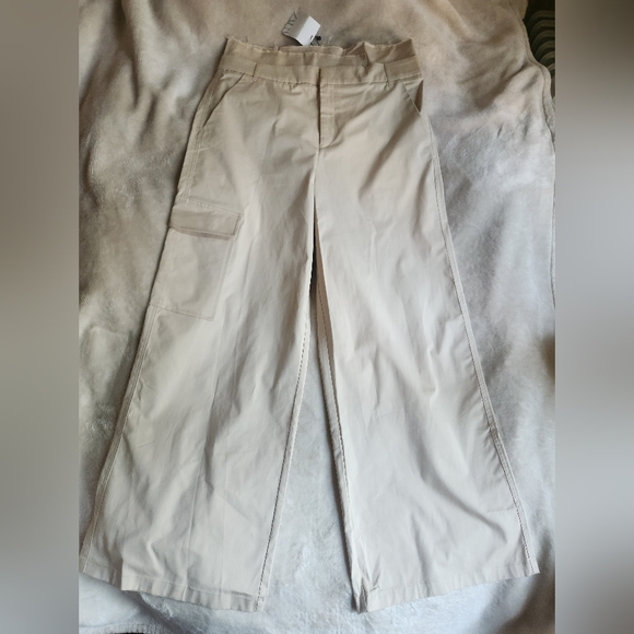 ZARA BELTED high waist GABARDINE PANTS (NWT) beige size L - Picture 13 of 16